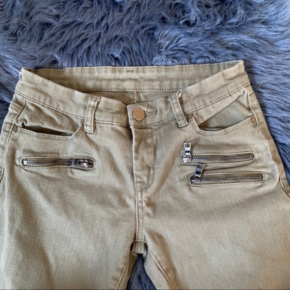 Olive Green Skinny Jeans - Picture 3 of 4